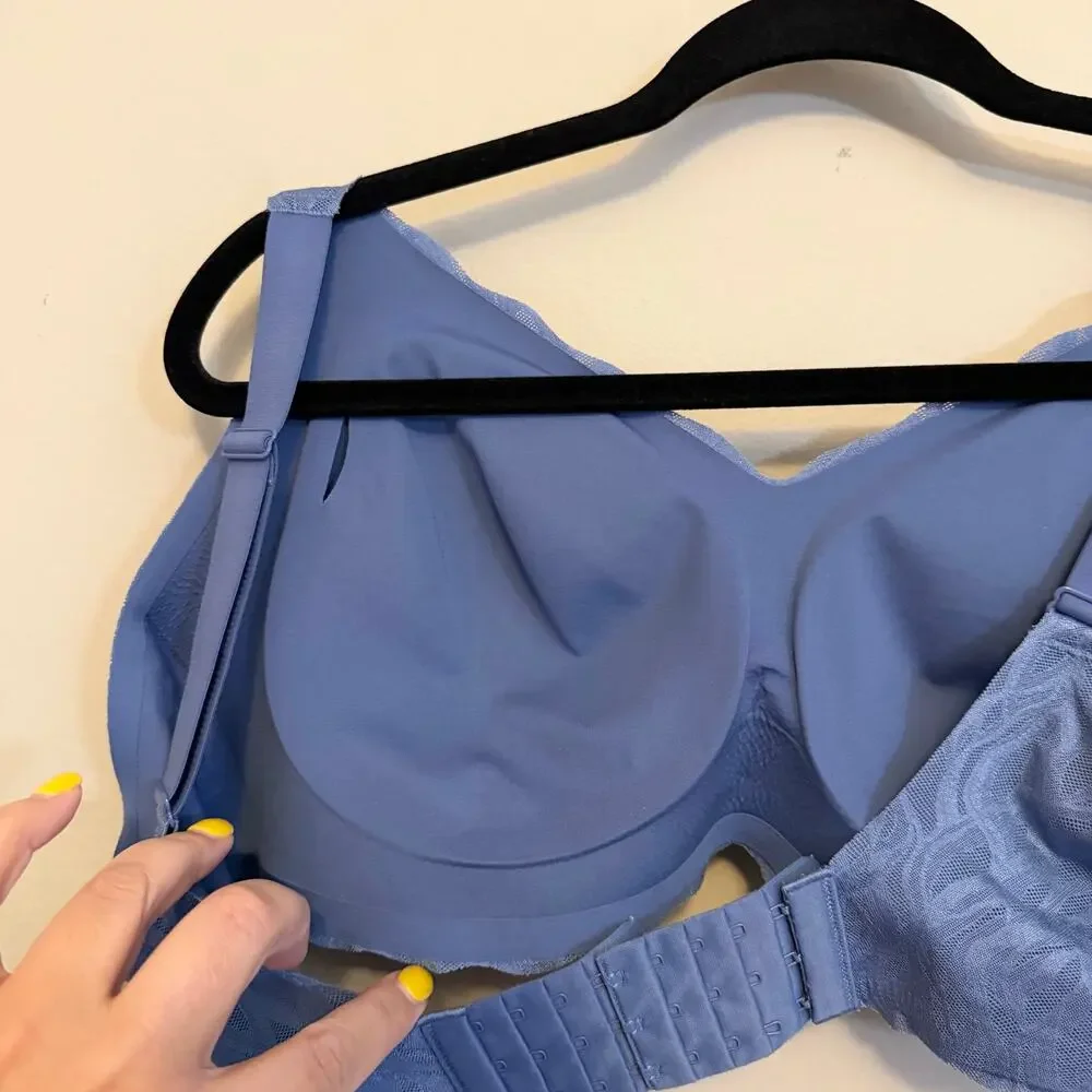 Comfelie Lace Wireless Bralette Bra Size 2XL Blue Comfort Seamless Everyday